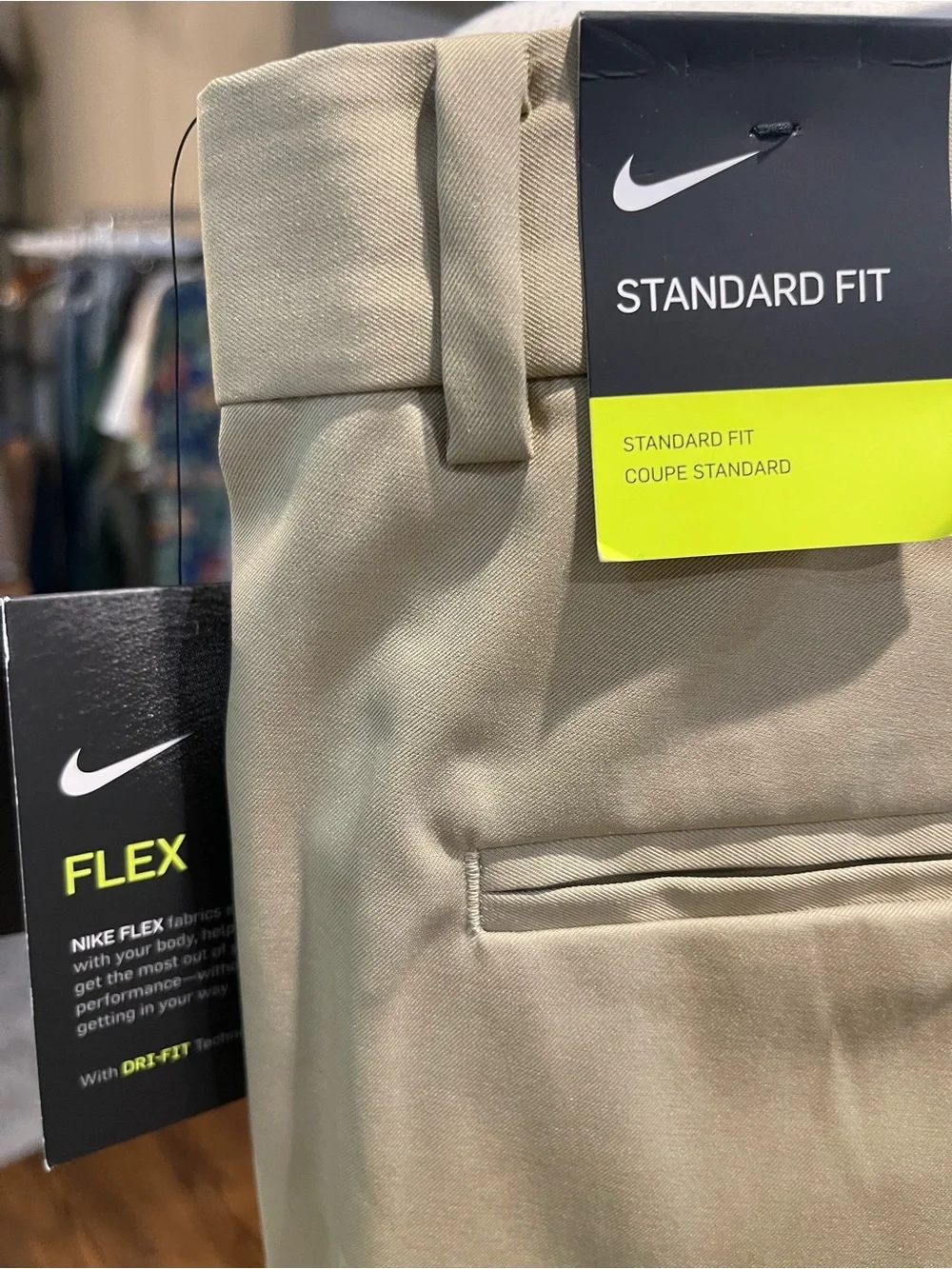 New Nike Golf Dri-Fit Standard Fit Khaki Pants 833194-235 SZ 38 X 30 NWT